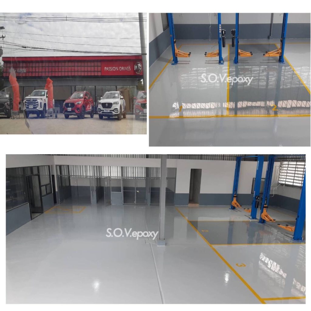 เคลือบพื้น Epoxy หนา 2 มิลโชว์รูมรถยนต์ MG 1