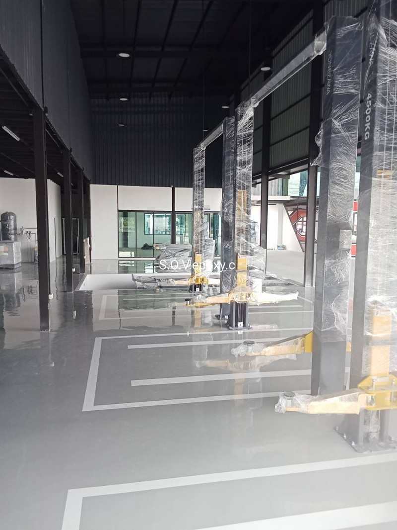 เคลือบพื้น Epoxy พื้นที่บริการรถยนต์ สุวินทวงศ์