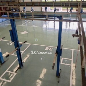 พื้น Epoxy พื้นที่บริการรถยนต์
